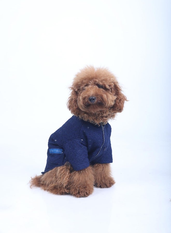 15 Buttons Dog Navy Blue Sequence Work Sherwani | Pure Cotton Fabric | Wedding Dress for Pets | Comfortable Ethnic Summer Outfit Choice | for All Occasions | for Huskey, Labrador (3XL) - Image 4